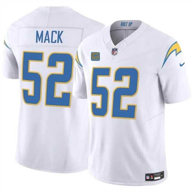 Men & Women & Youth Los Angeles Chargers #52 Khalil Mack White 2024 F.U.S.E. With 4-Star C Patch Vapor Untouchable Limited Stitched Jersey